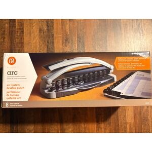 Staples Arc System Desktop Punch 8 Sheet Capacity Gray Black 40836 One-Touch